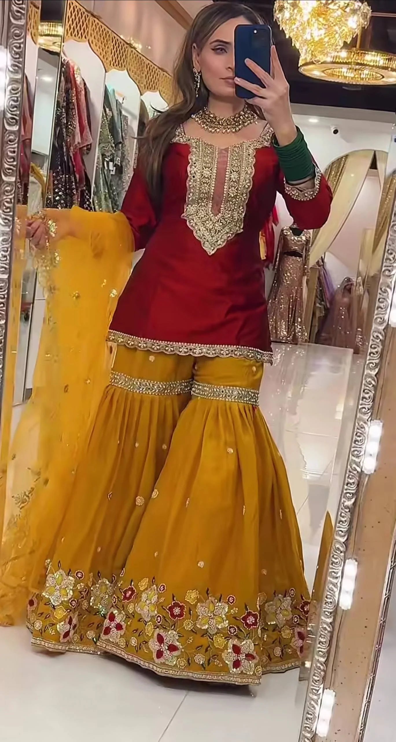 LadyVastara Designer Sharara Palazzo Suit Faux Georgette Silk | Party & Festive Wear