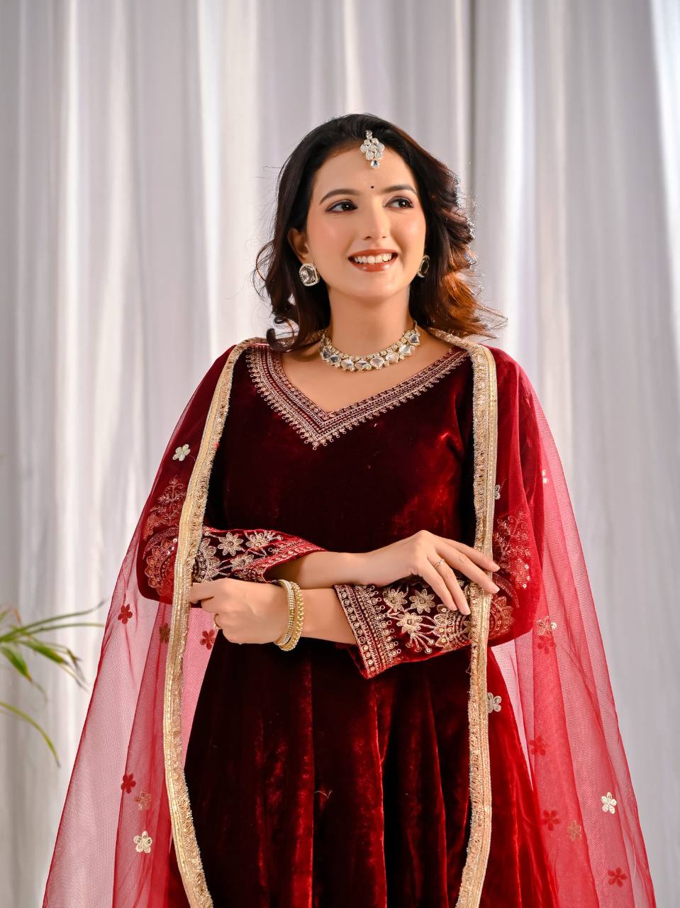 LadyVastara Premium Velvet Designer Anarkali Suit with Heavy Embroidery & Dupatta