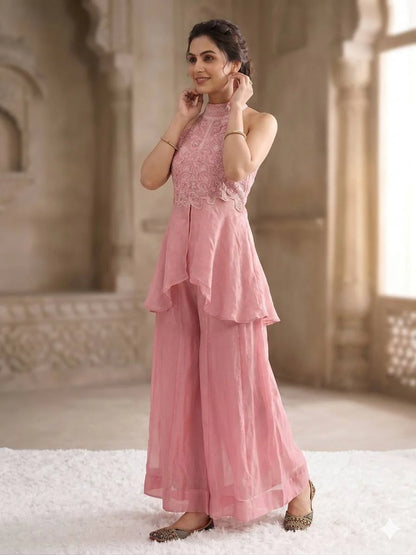 LadyVastara Luxury Fandy Crush Beads Work Sharara Co-Ord Set