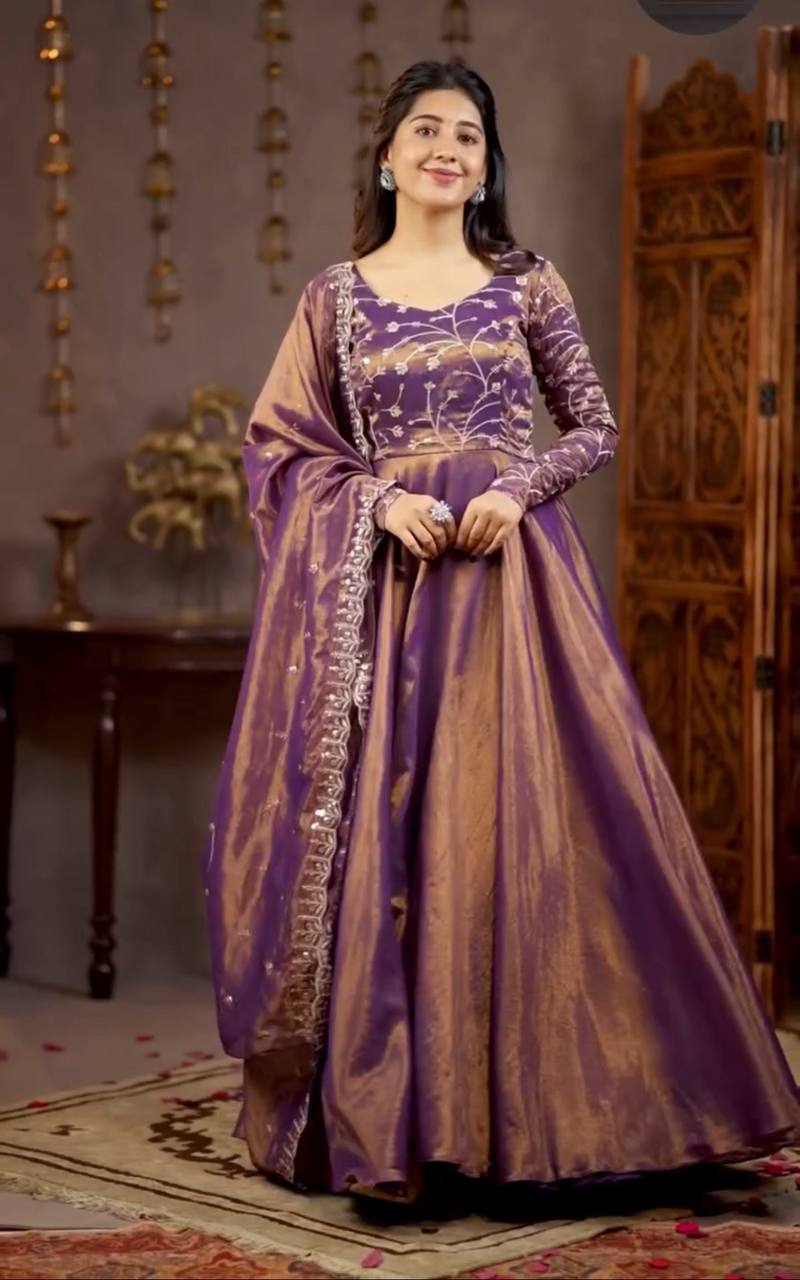 LadyVastara Elegant Embroidered Anarkali Gown Set with Dupatta