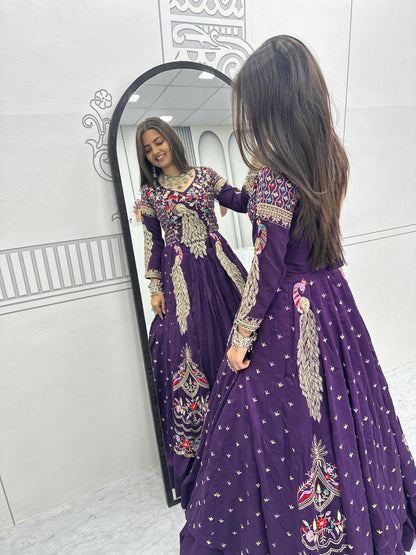 Lady Vastara Festival Special Pure Vichitra Crop Top Lehenga Set with Heavy Work