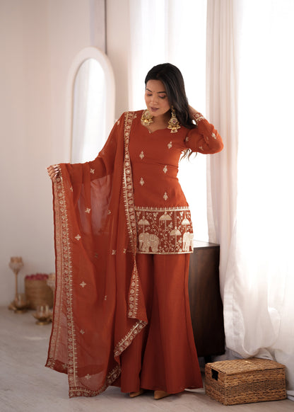 LadyVastara Luxury Crunchy Silk Kurta Pant Dupatta Set for Festive & Wedding Wear