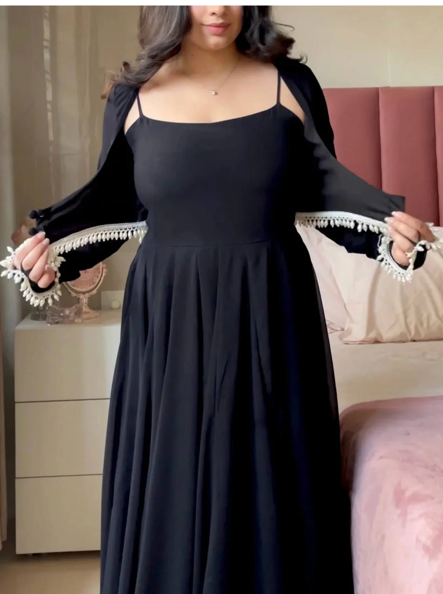LadyVastara  Elegant Designer Faux Georgette Maxi Anarkali Suit Set With Koti & Dupatta