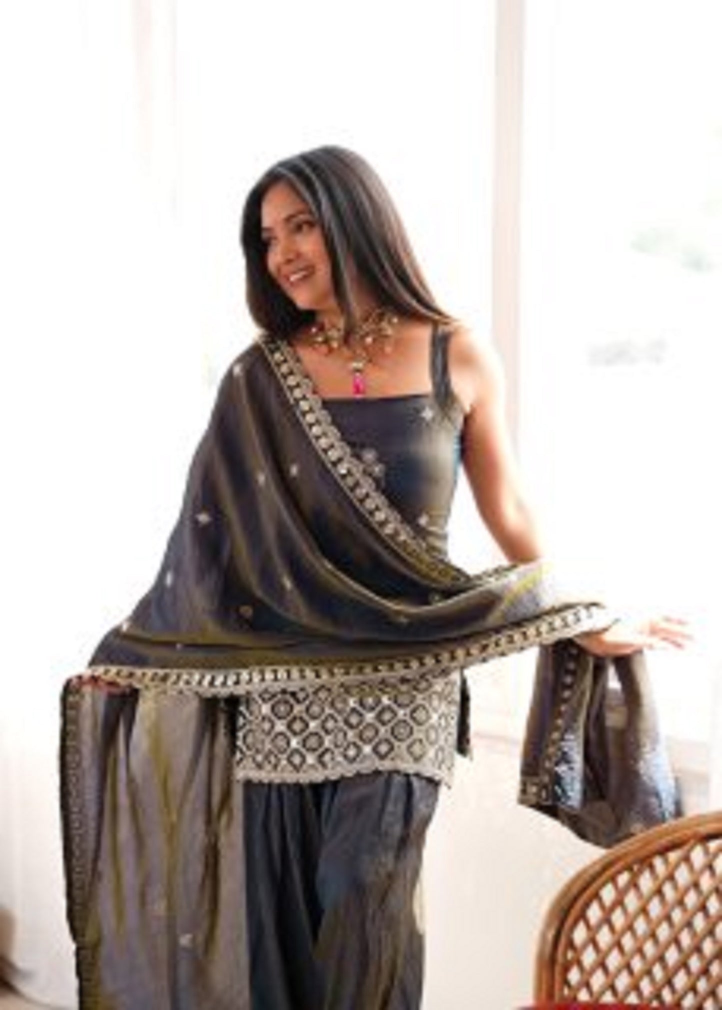 LadyVastara Premium Ethnic NC Vichitra Silk Kurta Farshi Shalwar Set