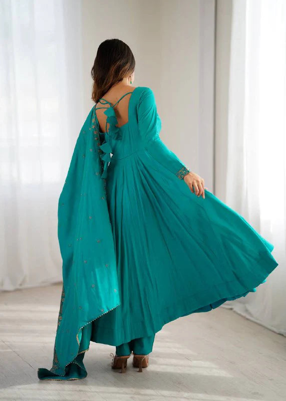 LadyVastara High-Premium Roman Chanderi Silk Anarkali Set