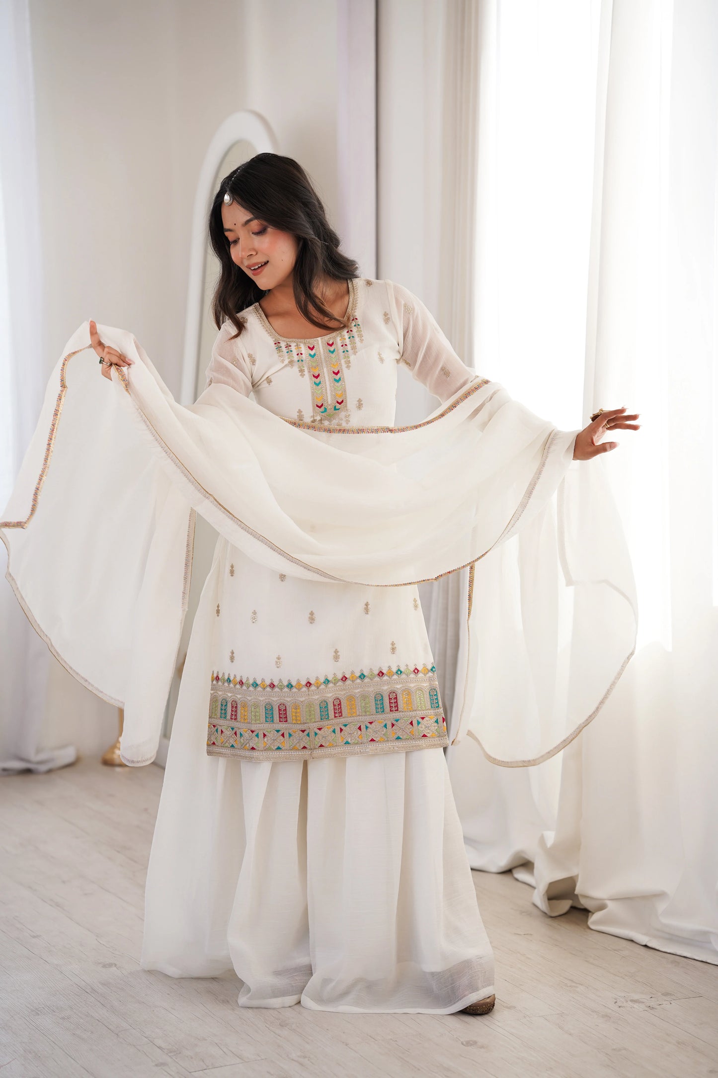 LadyVastara Premium Soft Crunchy Silk Wedding Wear Sharara Set