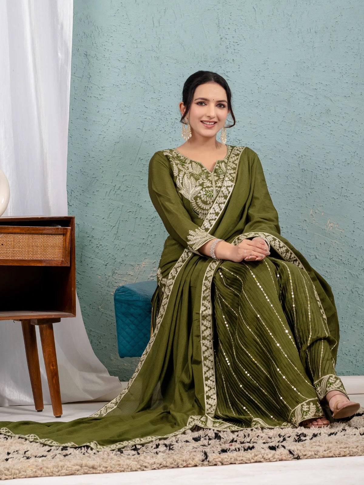 LadyVastara Elegant Chinnon Sharara Set with Intricate Embroidery