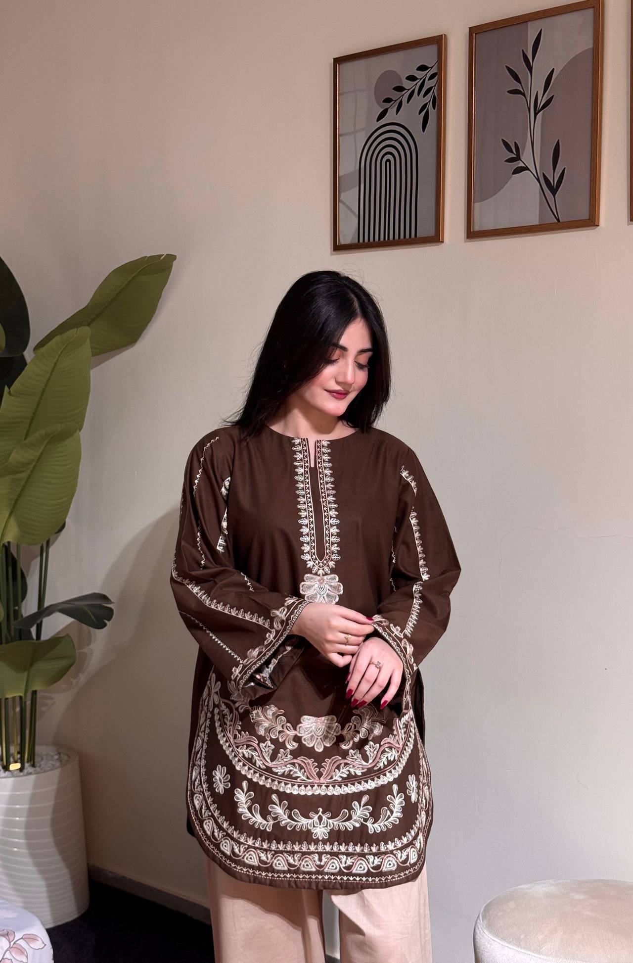 LadyVastara Luxury Festive Roman Silk Farshi Palazzo Set
