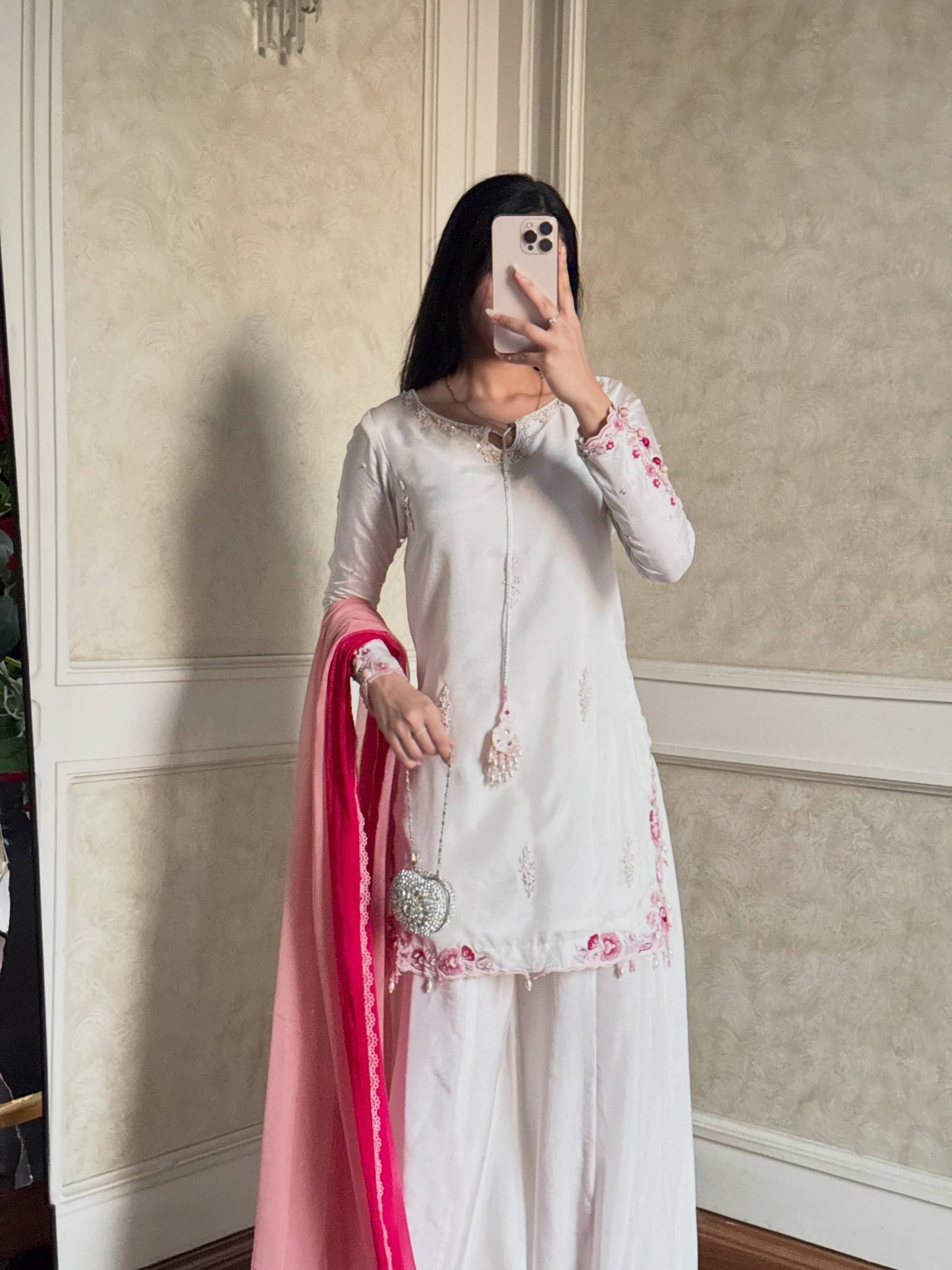LadyVastara Luxury Party Wear Embroidered Kurta Palazzo Set with Shaded Dupatta