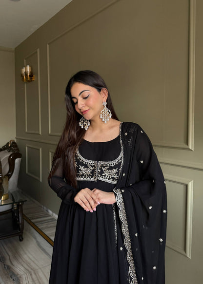 Ladyvastara Heavy Fox Georgette Designer Anarkali Gown Set with Dupatta