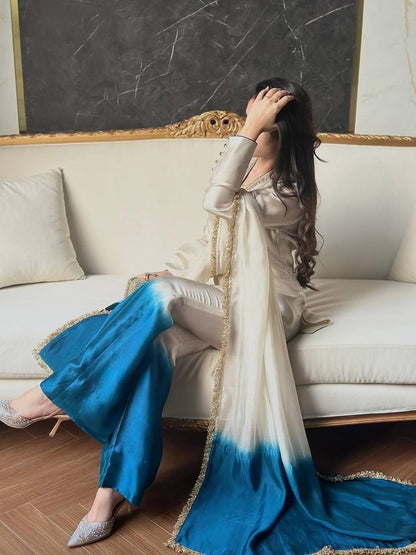 LadyVastara Elegant Designer Party Wear Roman Glass Top Palazzo Set with Dupatta