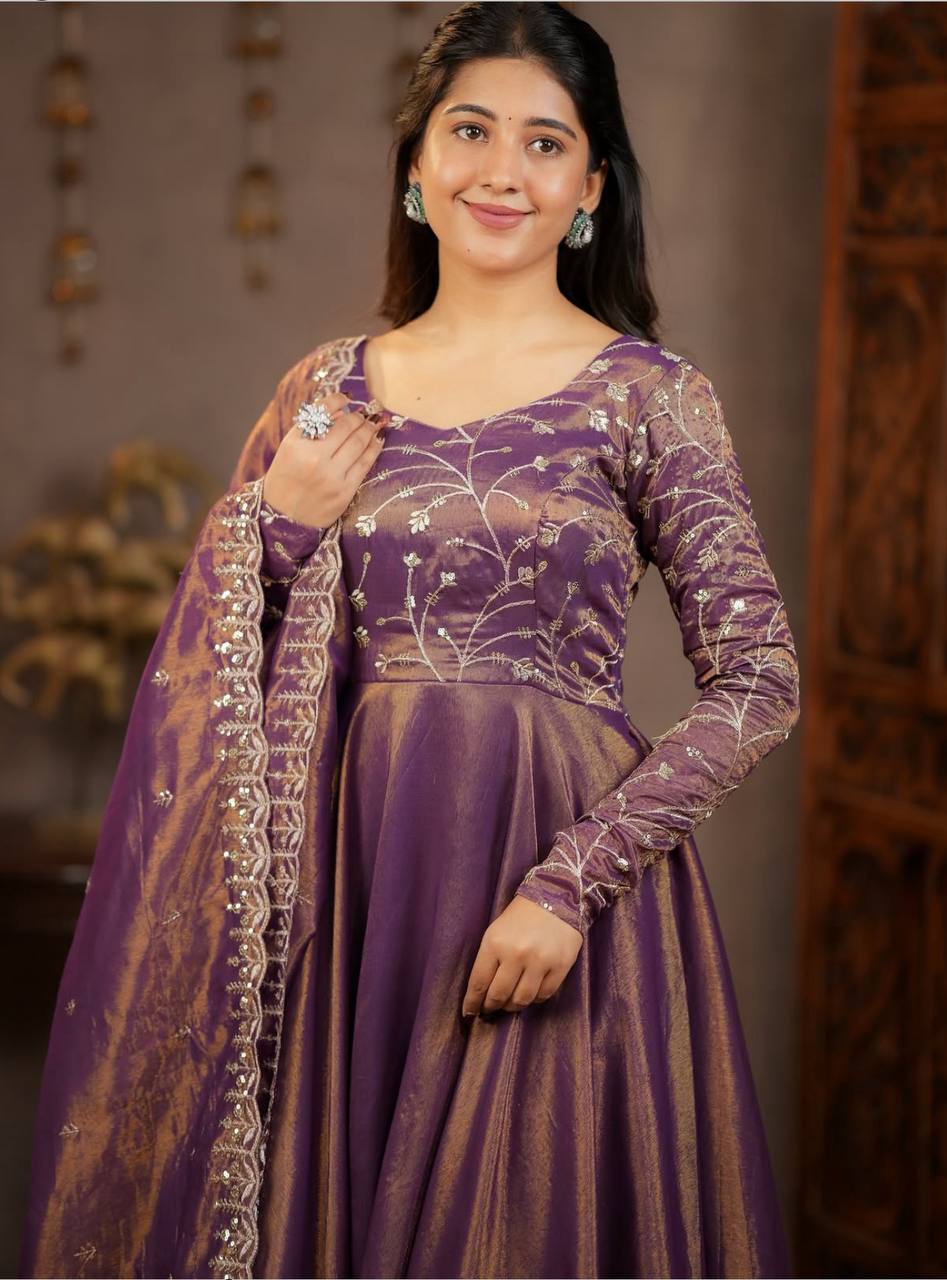 LadyVastara Elegant Embroidered Anarkali Gown Set with Dupatta