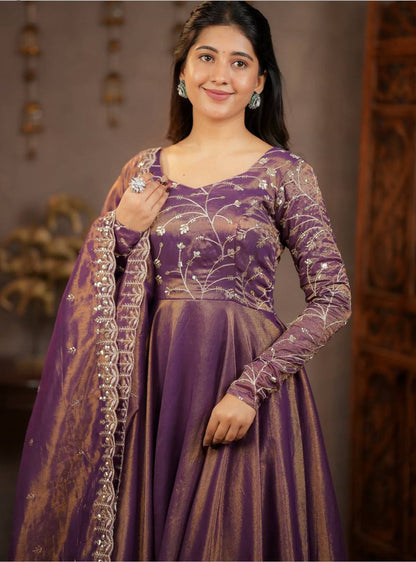 LadyVastara Elegant Embroidered Anarkali Gown Set with Dupatta