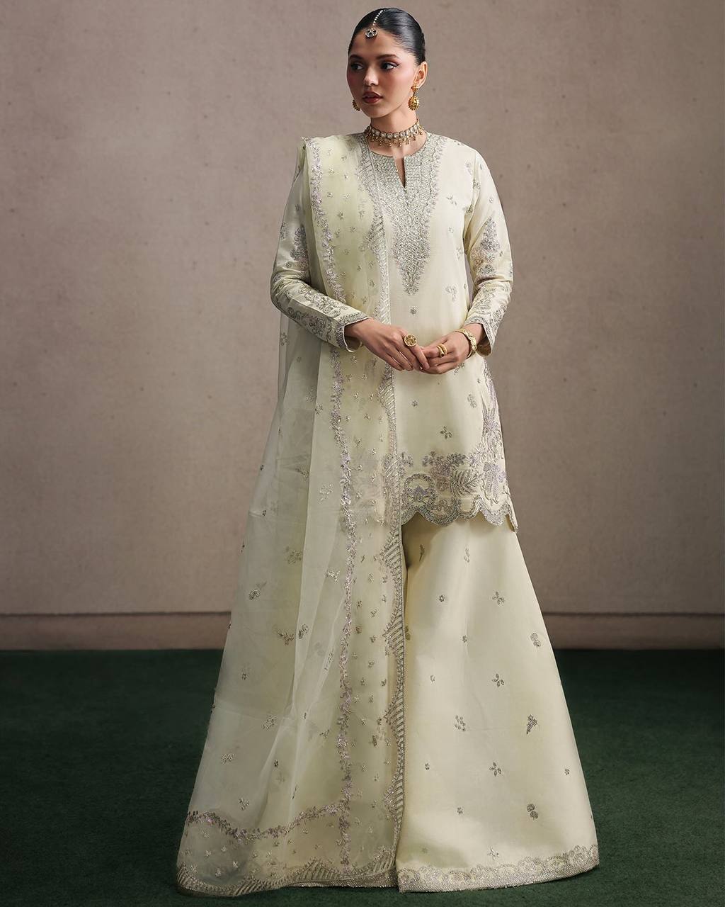 LadyVastara Premium Sequence Embroidered Crepe Silk Sharara Set