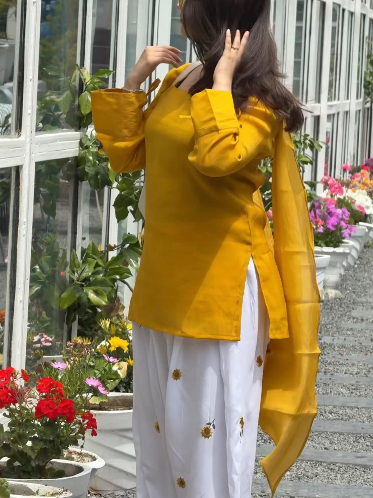 Roman Cotton Kurta Set with Embroidered Farshi Salwar & Dupatta