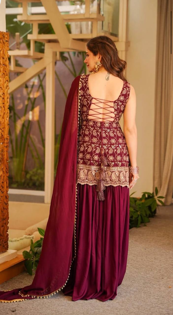 LadyVastara Heavy Embroidery Faux Georgette Ethnic Suit Set for Women