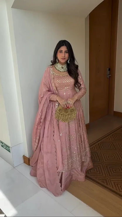 LadyVastara Designer Hand Embroidered Anarkali Set for Women