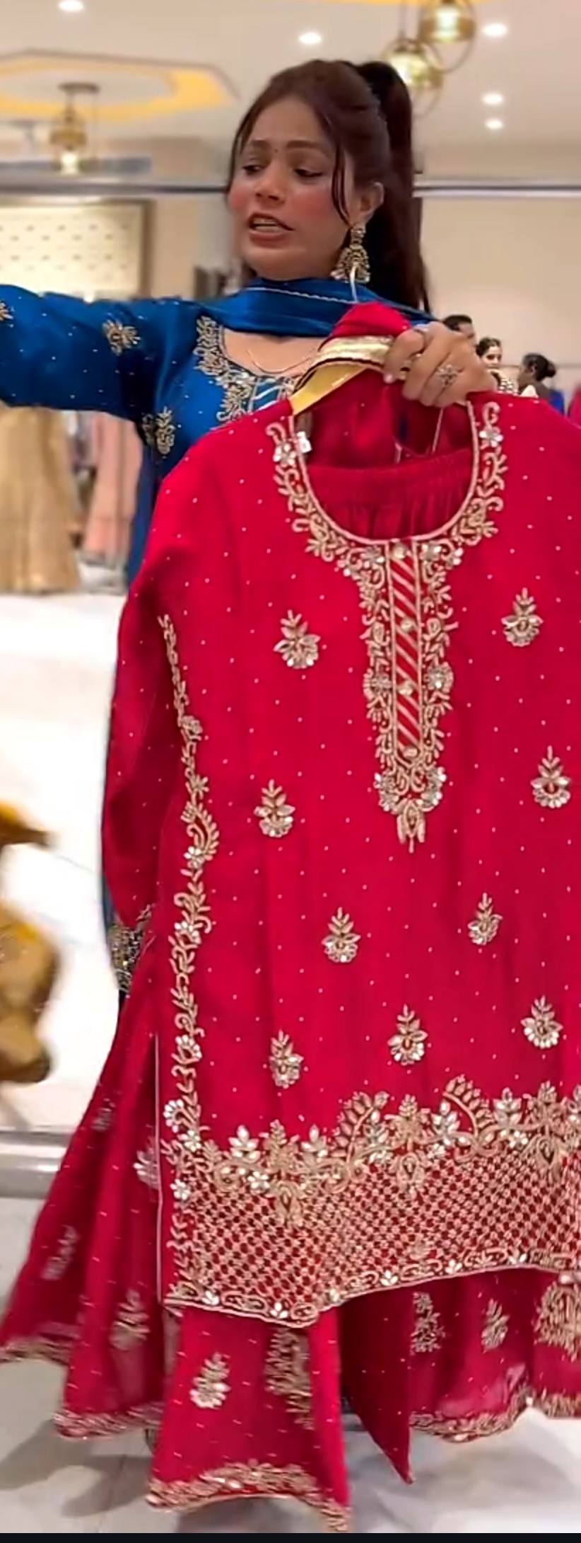 Ladyvastara Heavy Chinon Silk Sequence Embroidery Sharara Set with Dupatta