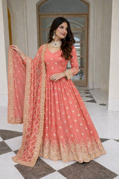 LadyVastara Designer Heavy Georgette Gown with Dupatta Set