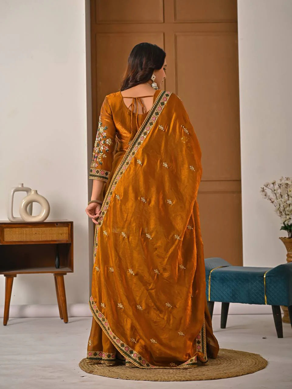 LadyVastara Designer Heavy Fandy Silk Kurta Sharara Palazzo Set with Embroidery & Dupatta
