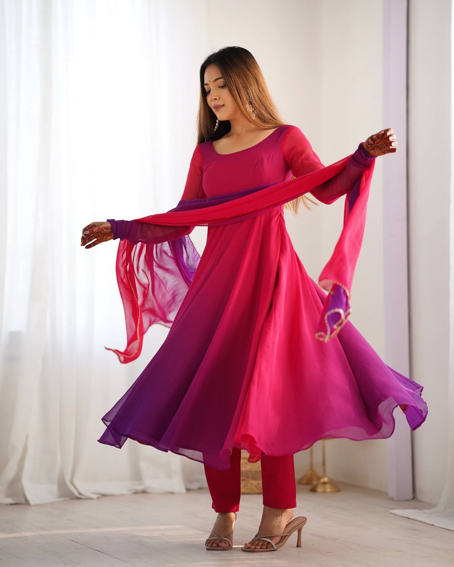 LadyVastara Festive Special Anarkali Suit with Heavy Flare & Soft Dupatta