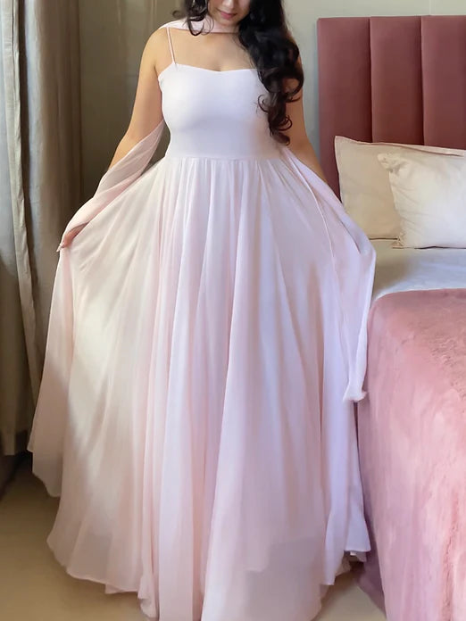 LadyVastara Vintage Charm Baby Pink Anarkali Dres