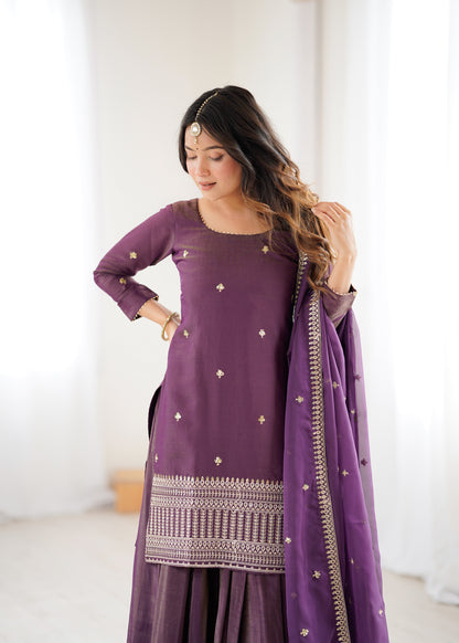 LadyVastara Designer Chanderi Silk Kurta Lehenga Set