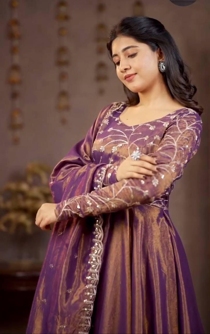 LadyVastara Elegant Embroidered Anarkali Gown Set with Dupatta