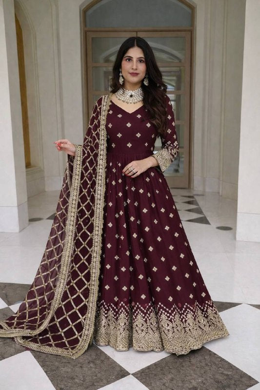 LadyVastara Designer Heavy Georgette Gown with Dupatta Set