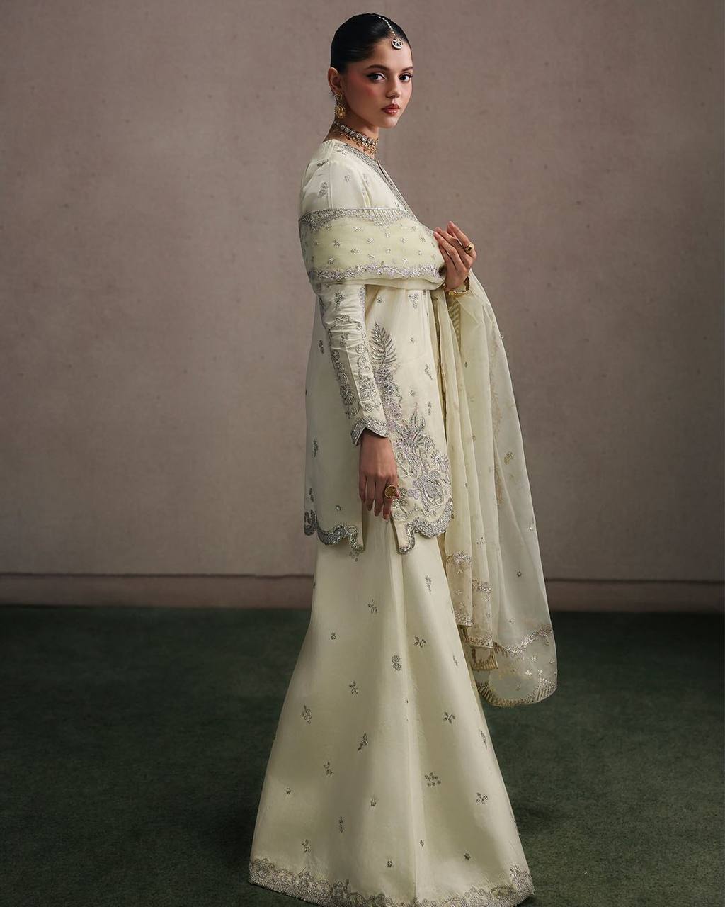 LadyVastara Premium Sequence Embroidered Crepe Silk Sharara Set