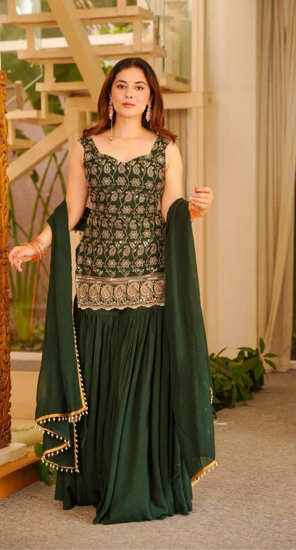 LadyVastara Heavy Embroidery Faux Georgette Ethnic Suit Set for Women