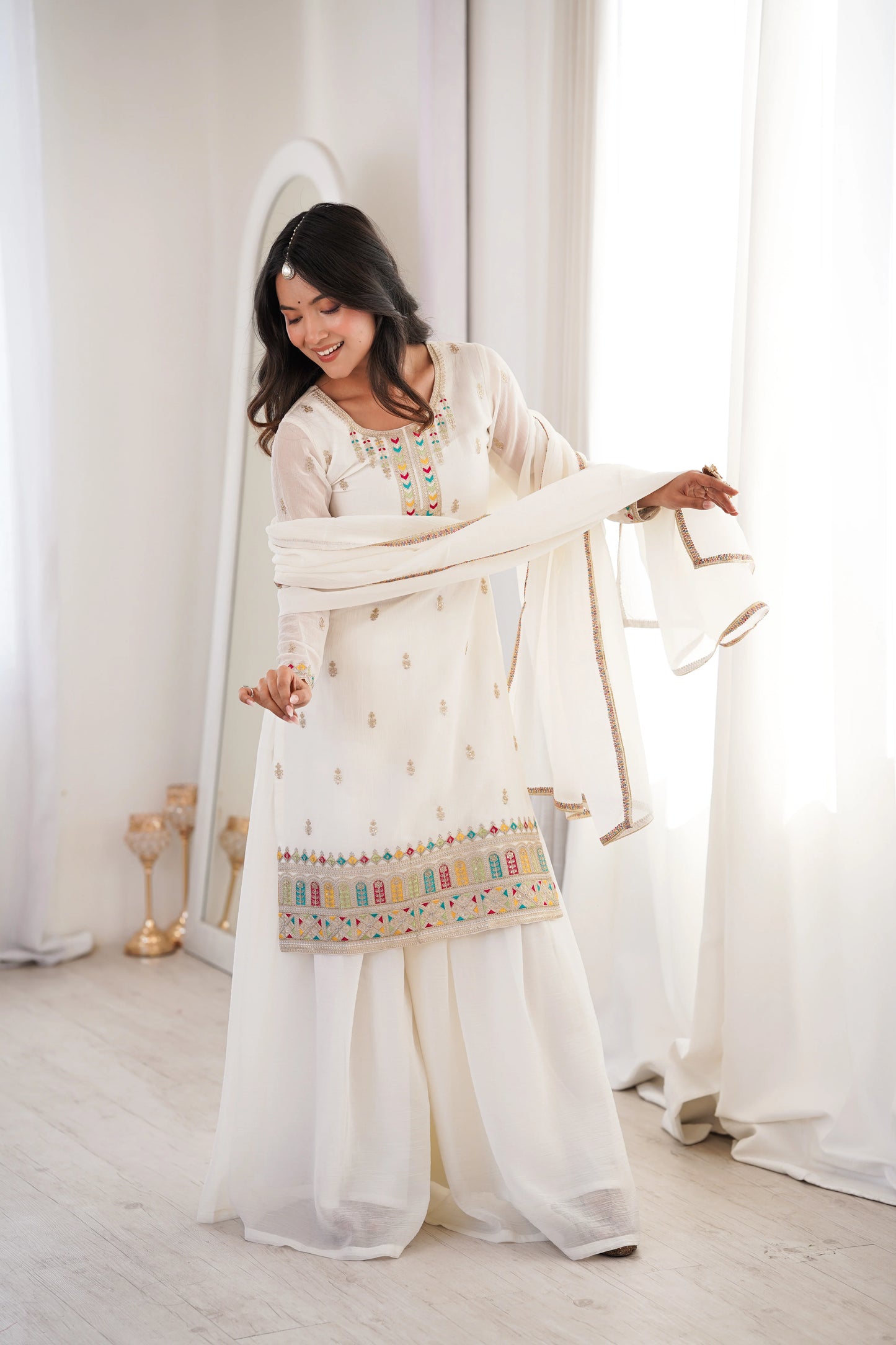 LadyVastara Premium Soft Crunchy Silk Wedding Wear Sharara Set