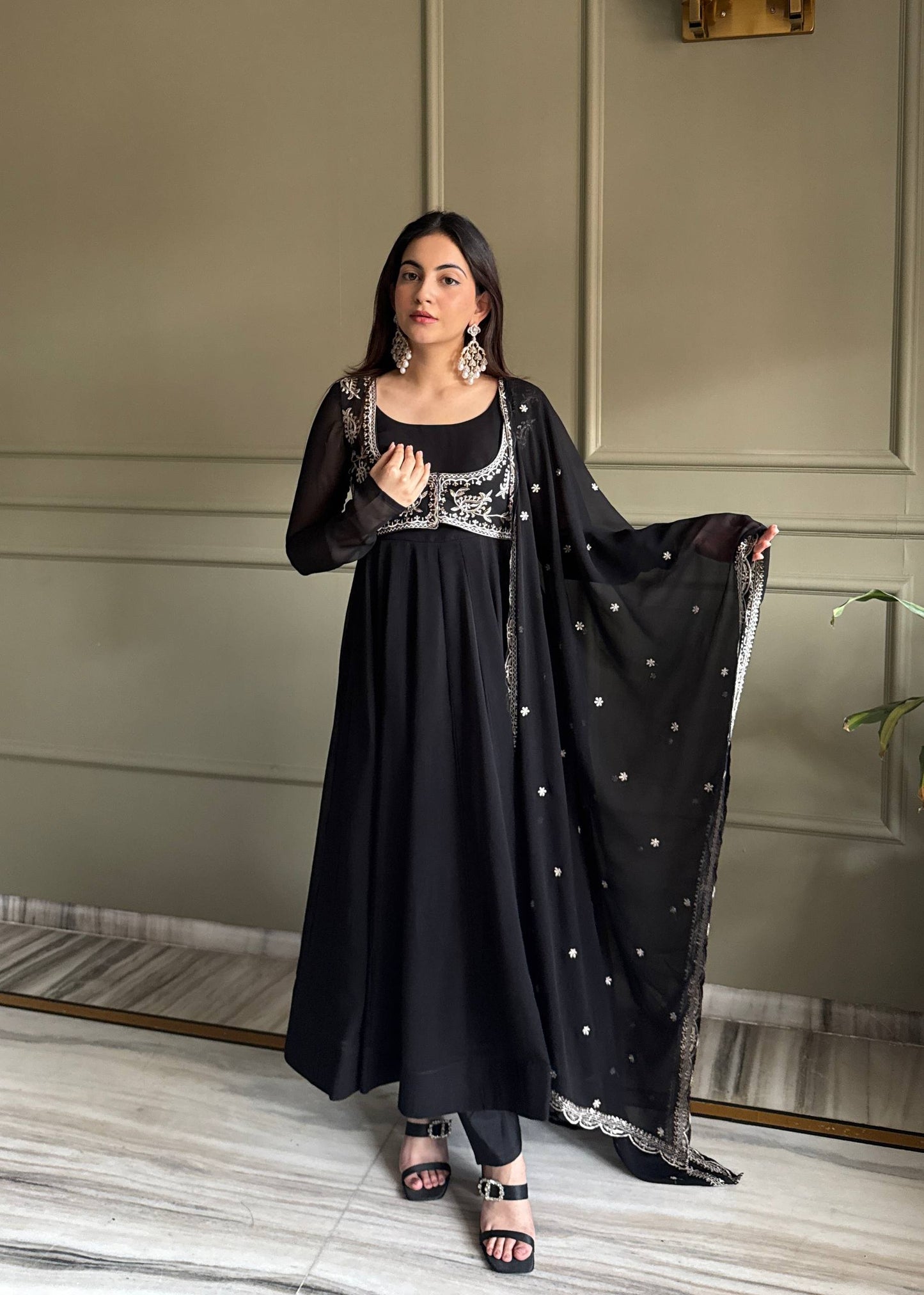 Ladyvastara Heavy Fox Georgette Designer Anarkali Gown Set with Dupatta