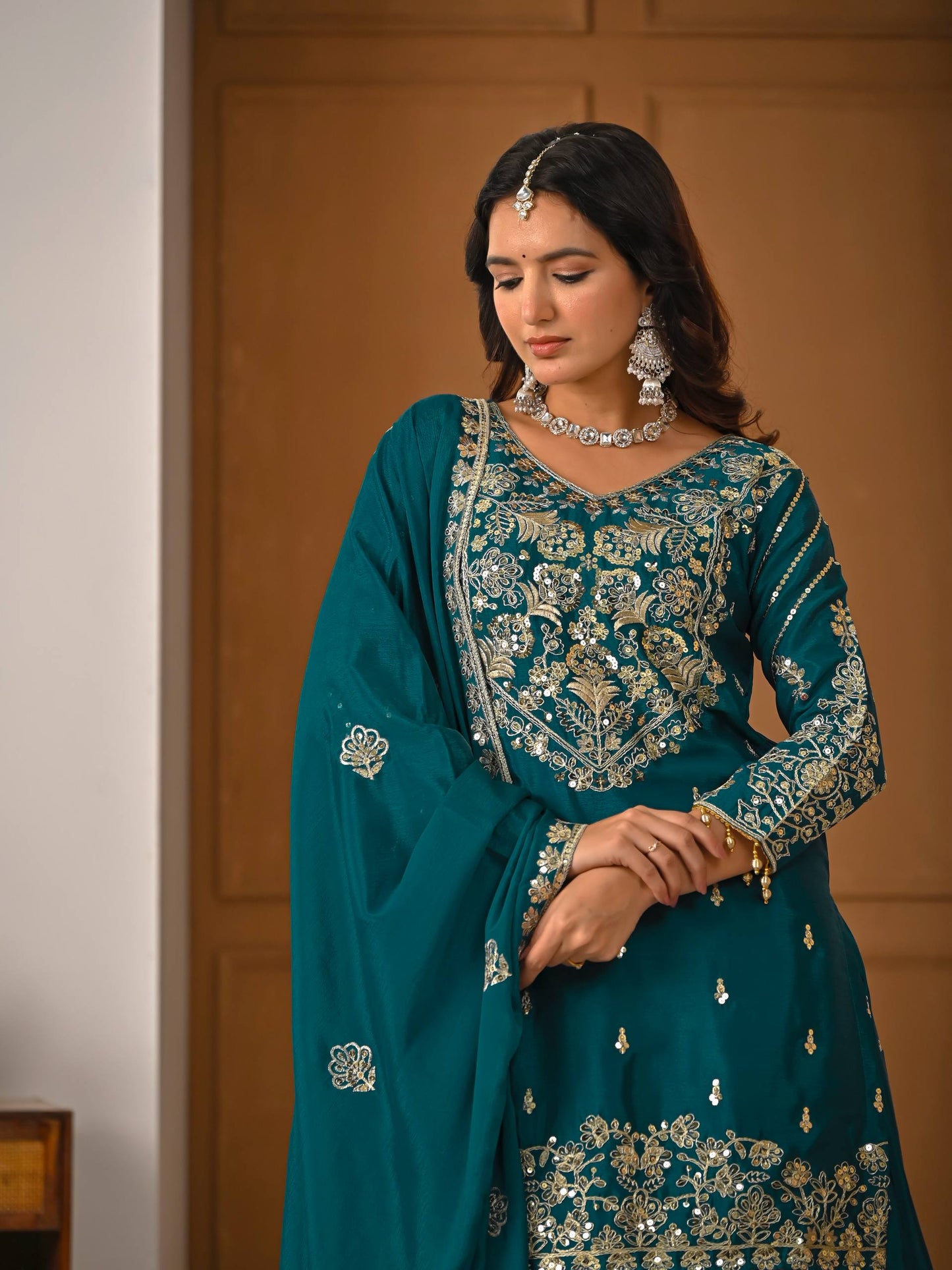 LadyVastara Royal Purple Luxurious Wedding & Party Wear Heavy Embroidered Sharara Suit