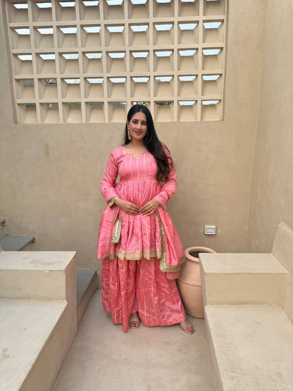 LadyVastara Royal Embroidered Vichitra Silk Sharara Suit with Dupatta