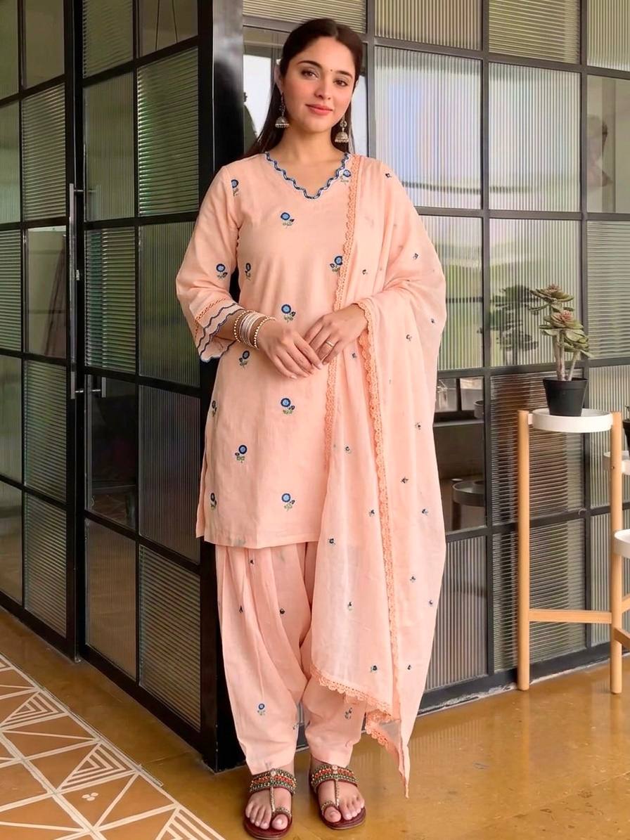 Premium Embroidered Farshi Plazzo Suit Set