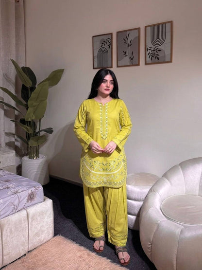 LadyVastara Luxury Festive Roman Silk Farshi Palazzo Set