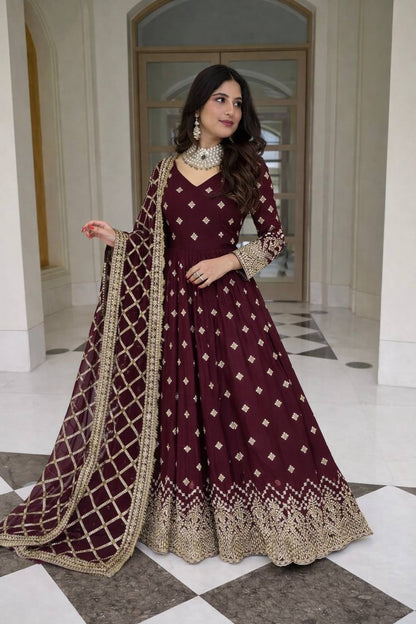 LadyVastara Designer Heavy Georgette Gown with Dupatta Set