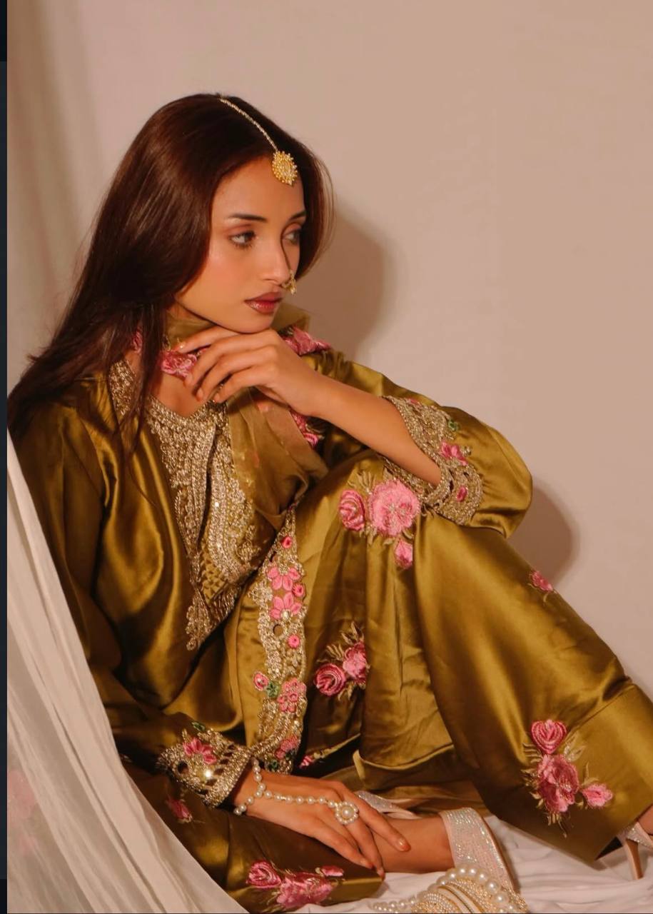 Ladyvastara Heavy Japan Satin Kurti Set with Farshi Salwar & Organza Dupatta