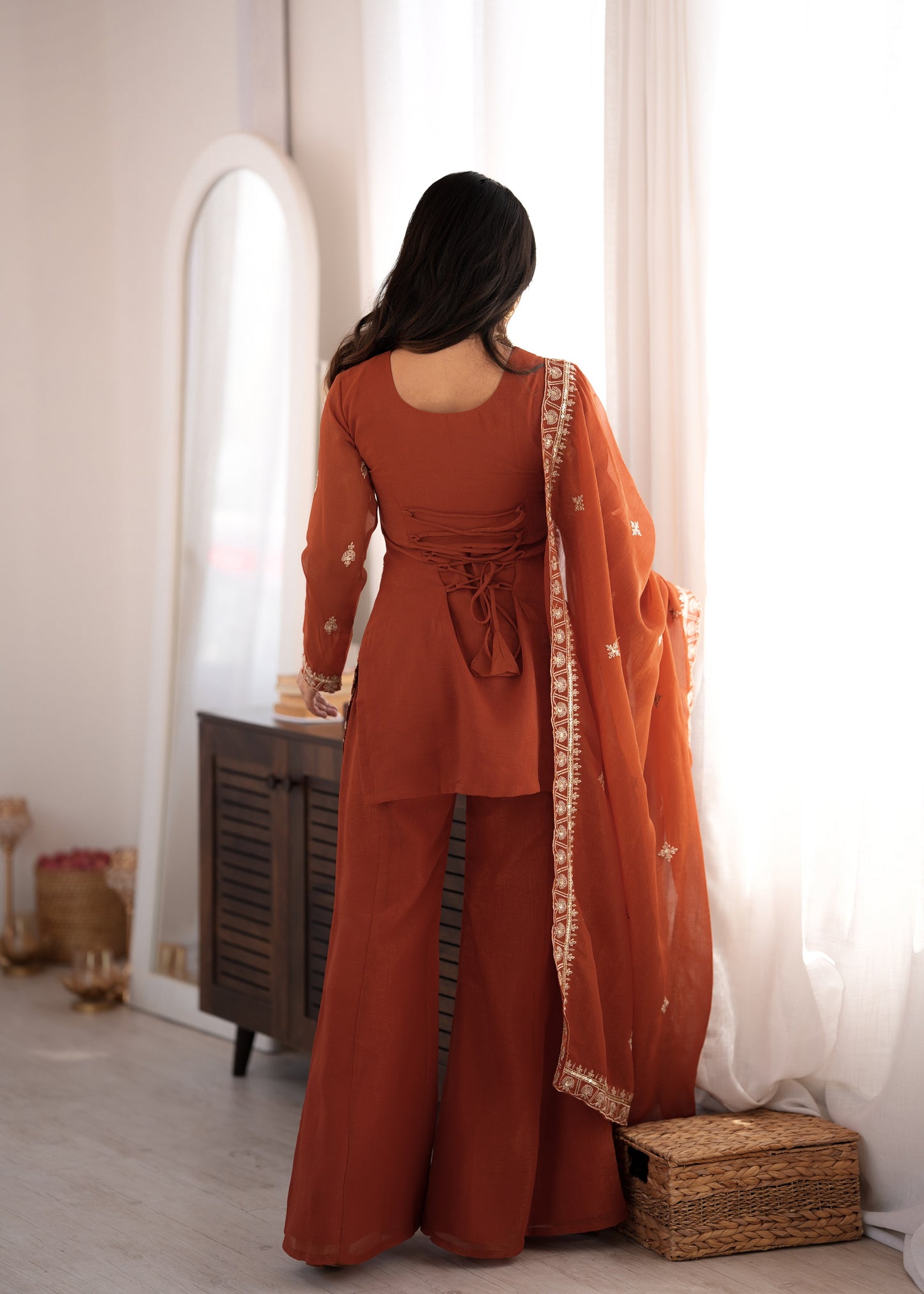LadyVastara Luxury Crunchy Silk Kurta Pant Dupatta Set for Festive & Wedding Wear