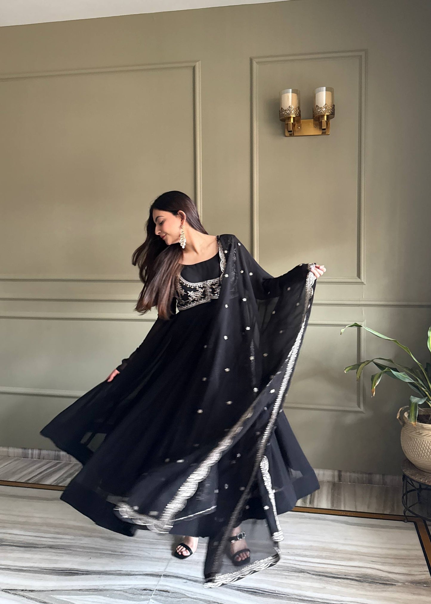 Ladyvastara Heavy Fox Georgette Designer Anarkali Gown Set with Dupatta