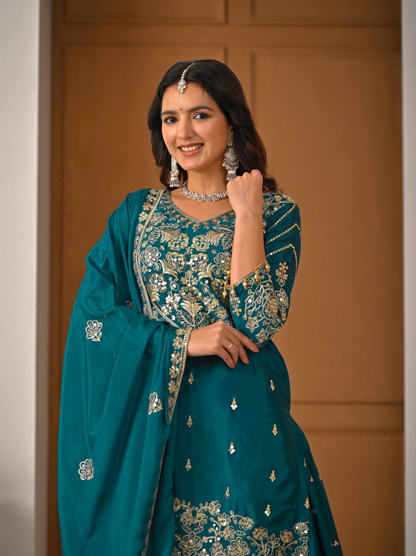 LadyVastara Royal Purple Luxurious Wedding & Party Wear Heavy Embroidered Sharara Suit