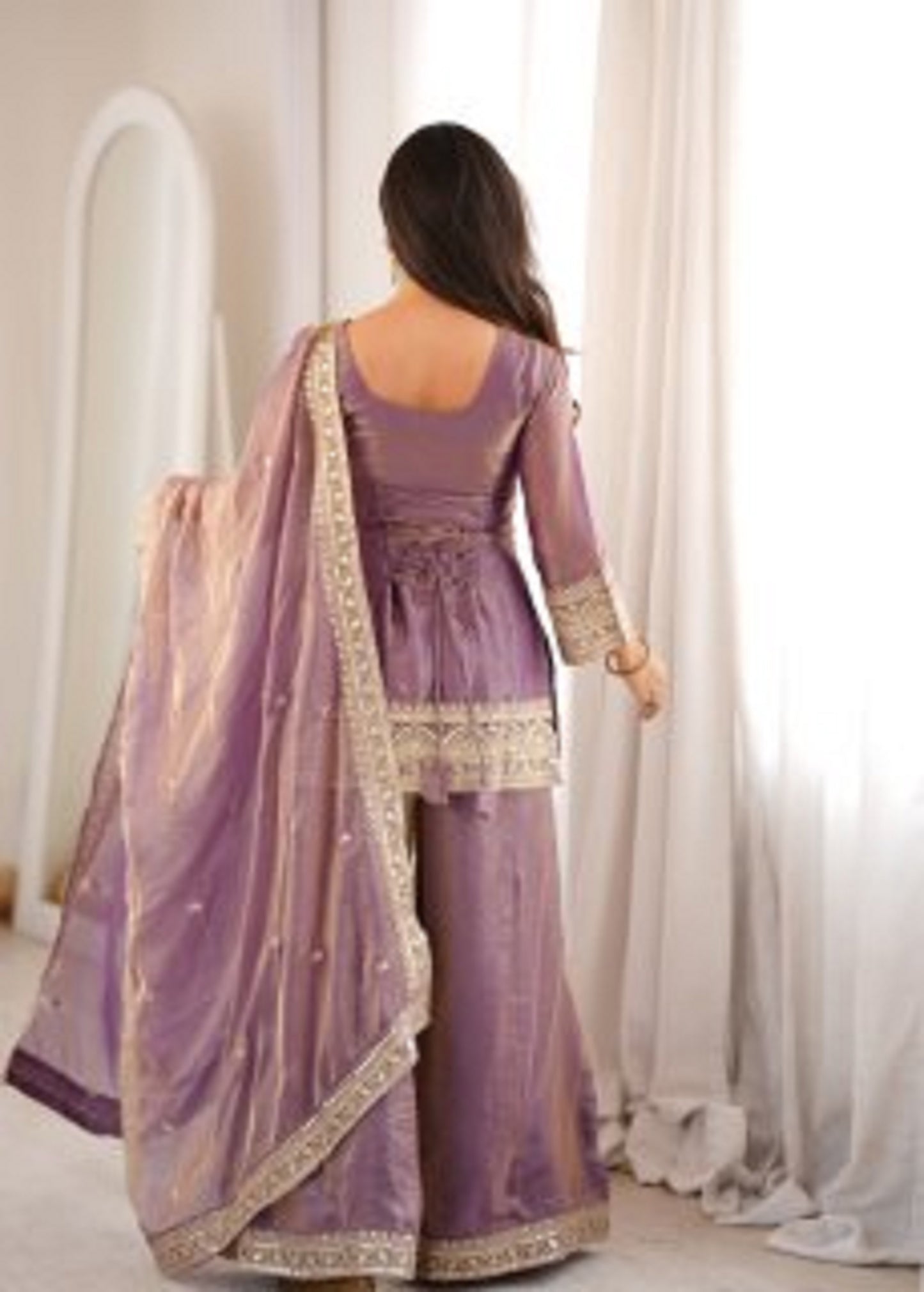 LadyVastara Trendy Silk Embroidered Kurta Palazzo Set with Dupatta