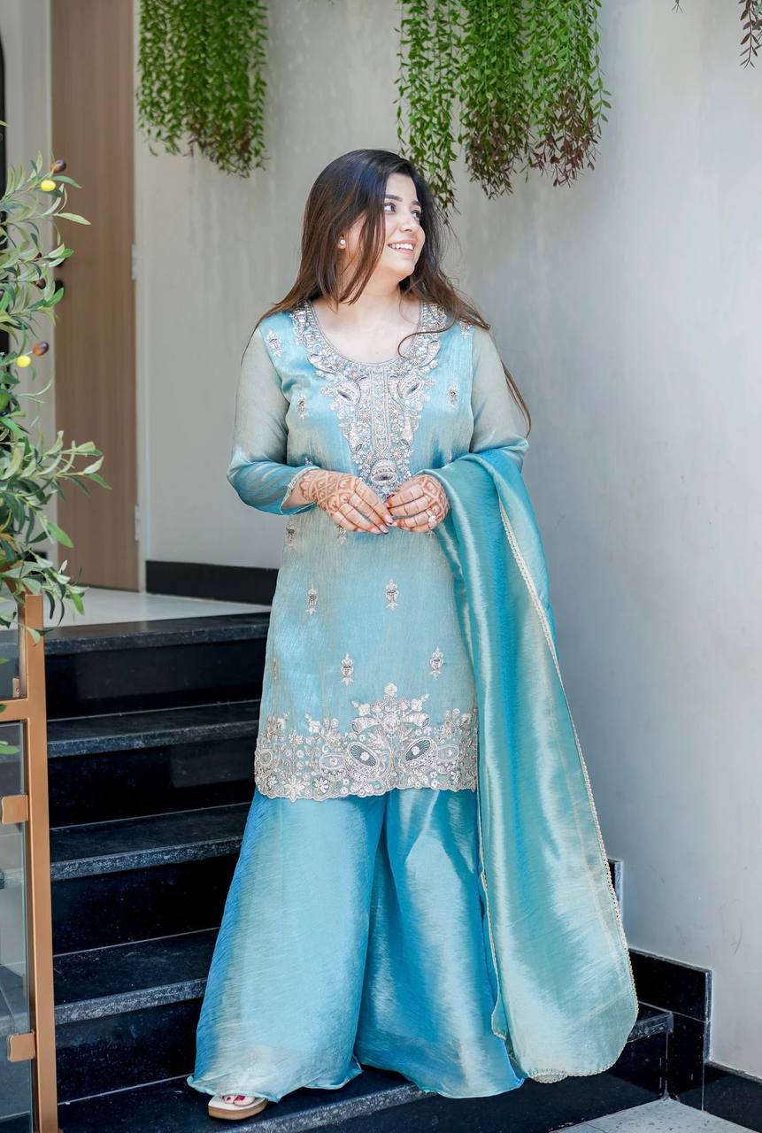 LadyVastara Premium Party Wear Embroidered Suit Set with Dupatta