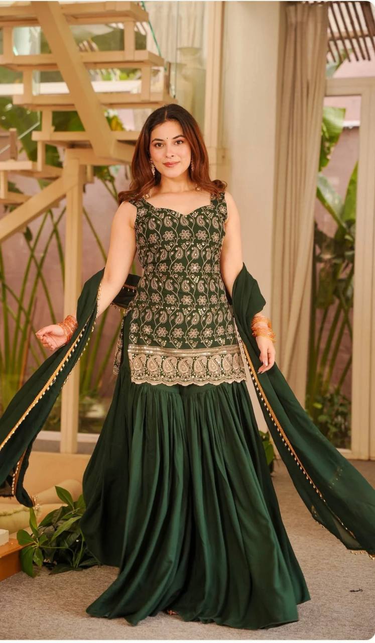 LadyVastara Heavy Embroidery Faux Georgette Ethnic Suit Set for Women