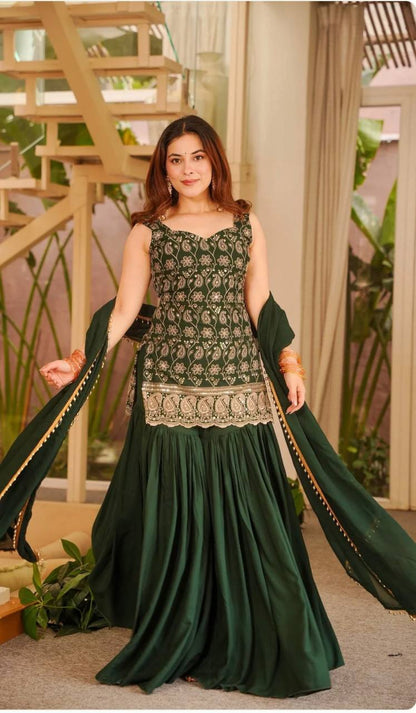 LadyVastara Heavy Embroidery Faux Georgette Ethnic Suit Set for Women