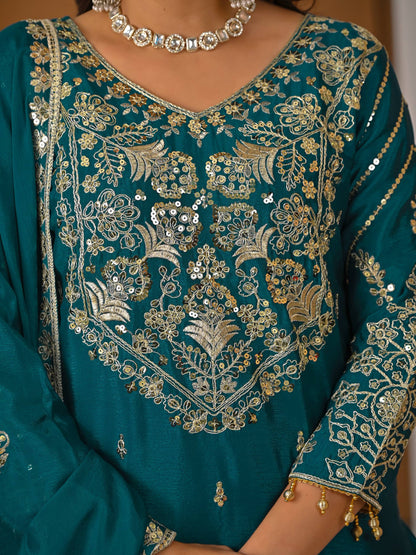 LadyVastara Royal Purple Luxurious Wedding & Party Wear Heavy Embroidered Sharara Suit