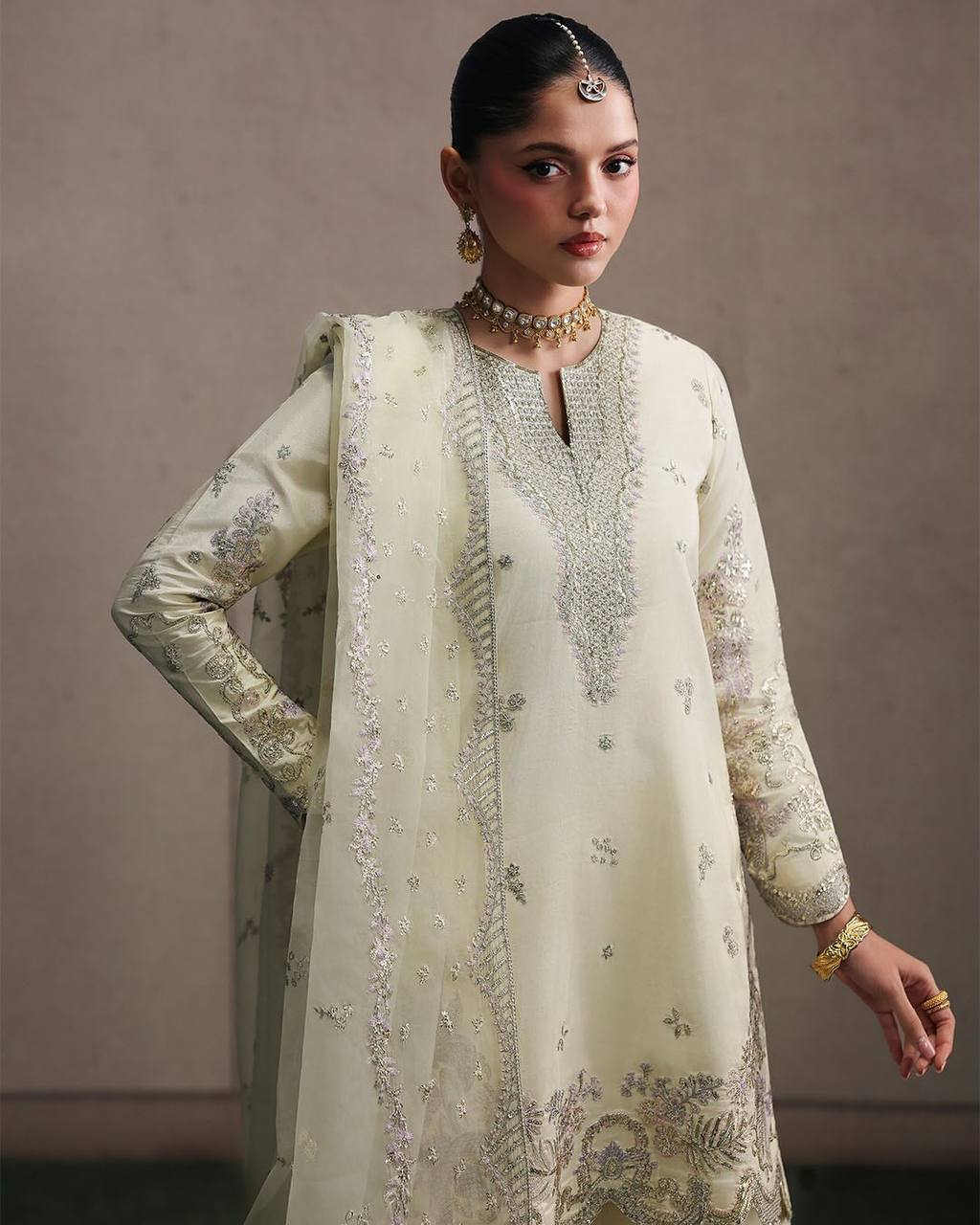 LadyVastara Premium Sequence Embroidered Crepe Silk Sharara Set