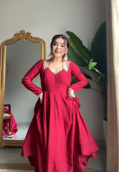 LadyVastara Festive Special Heavy Flare Anarkali Set with Stylish Lace Work