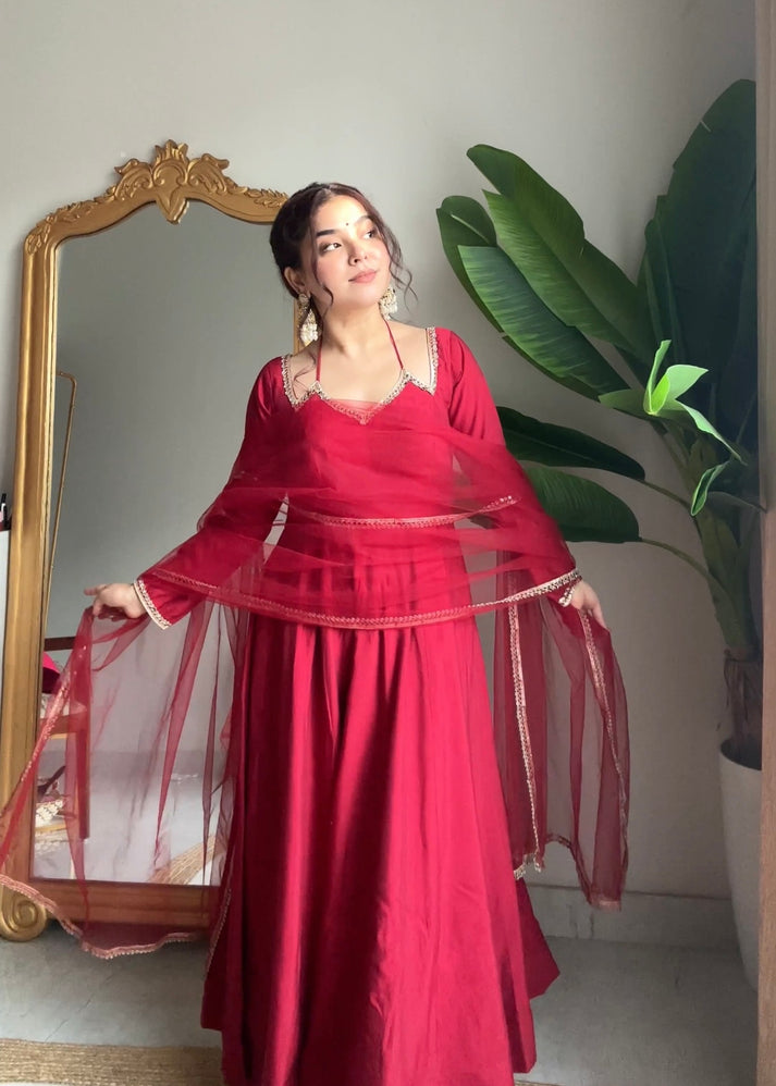 LadyVastara Festive Special Heavy Flare Anarkali Set with Stylish Lace Work